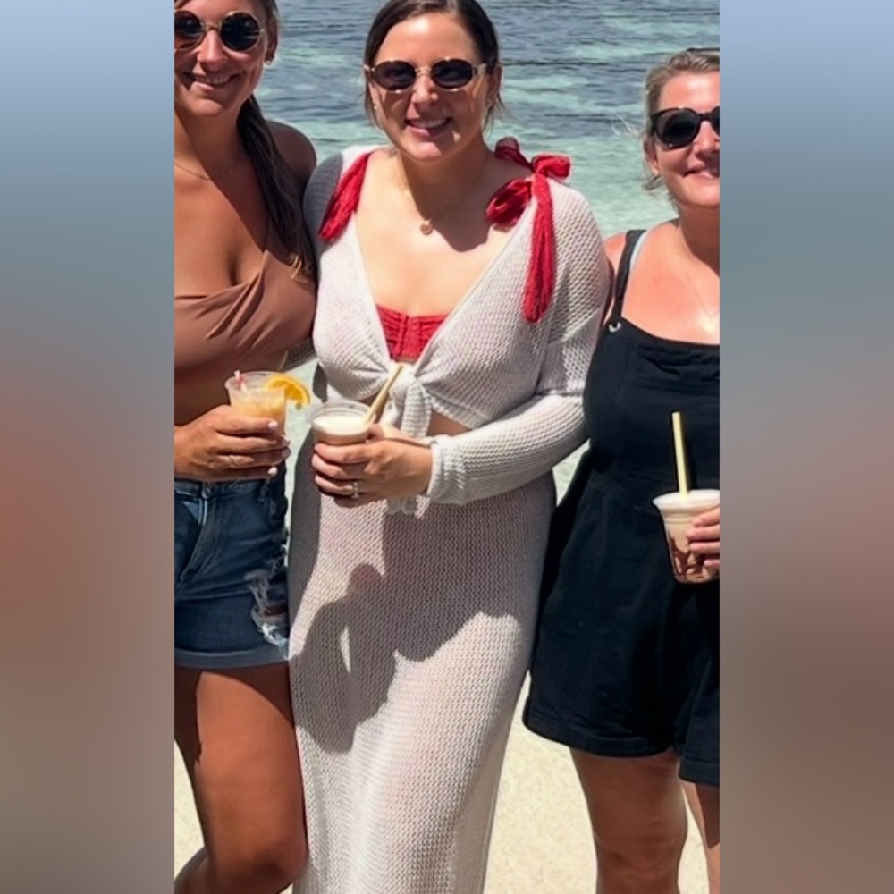 Metallic two piece knit cover up